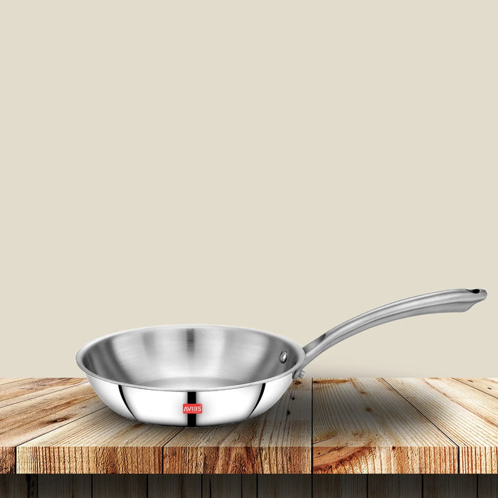 Riara Premium Stainless Steel Triply Fry Pan/ Skillet | Cool Touch Handles | 2.5 Mm Thick Body | Induction Friendly |1.25L/1.5L/1.75L