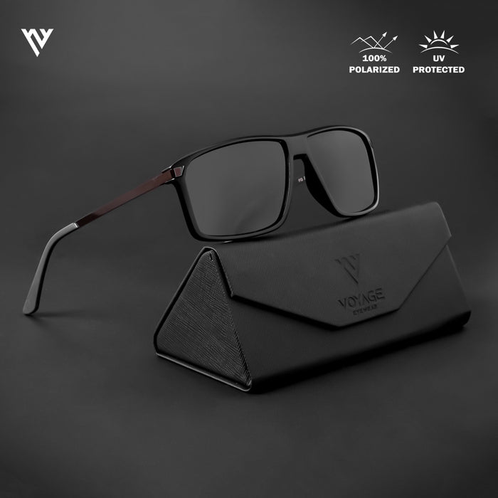 Voyage Exclusive Matt Black Polarized Wayfarer Sunglasses for Men & Women - PMG4444