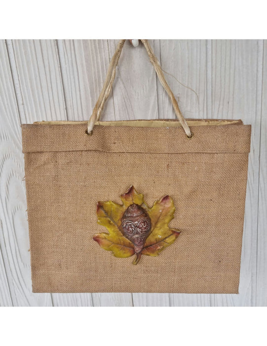 Festive Bag Set: Peanut Autumn Leaf And Baby Shower Jute Combo