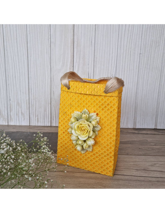 Floral Stationery And Storage Set: Rosa Honey Envelope And Bumblebee Rose Textiles Bag Combo