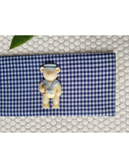 Teddy Envelope Set: Cobalt Checkered And Ivory Combo