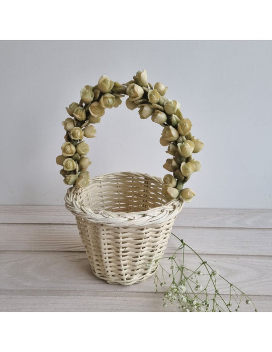 Ivory Rose Cane Basket