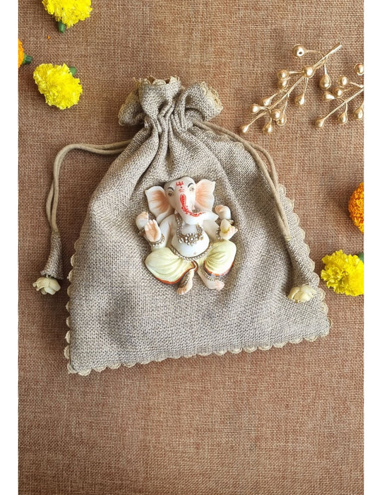 The Mocha Jute Ganesh Potli Bag