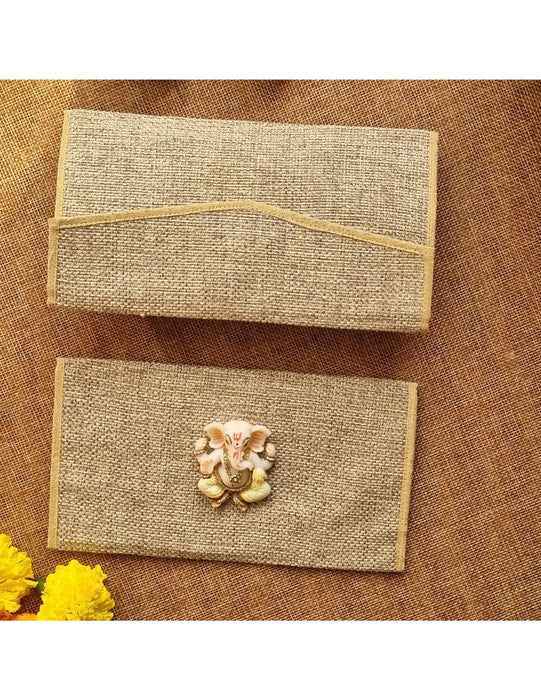 Ganesha Envelope Set: Sand Brown And Mocha Jute Combo