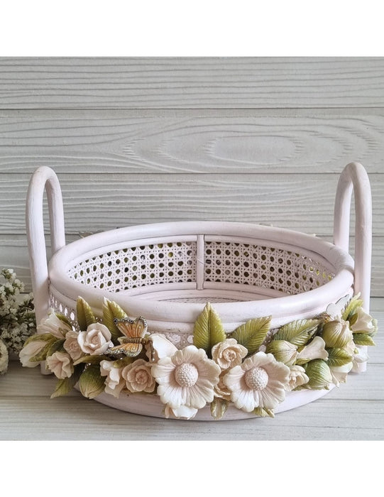 Lemonade Wreathed Cane Basket