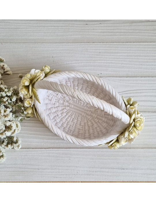 Rose Embellished Boat Basket