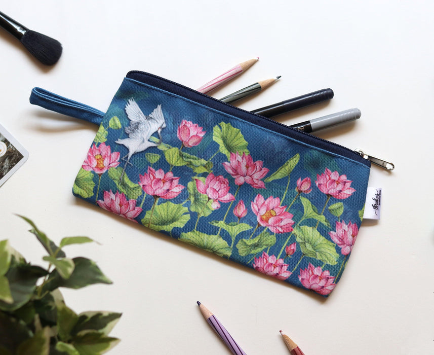 Lotus Field Multi-purpose pouches (Set of 3) - Strokes by Namrata Mehta