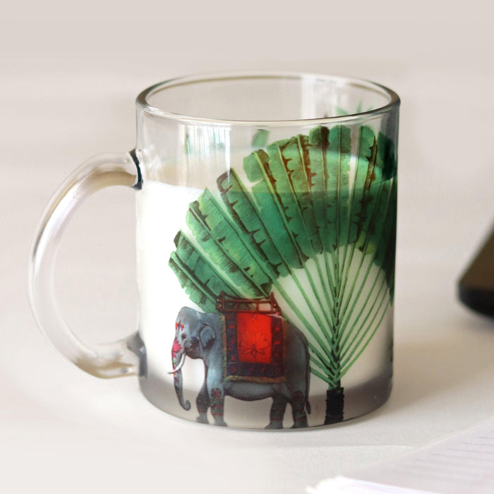 Royal Elephant Glass Mug - Strokes by Namrata Mehta