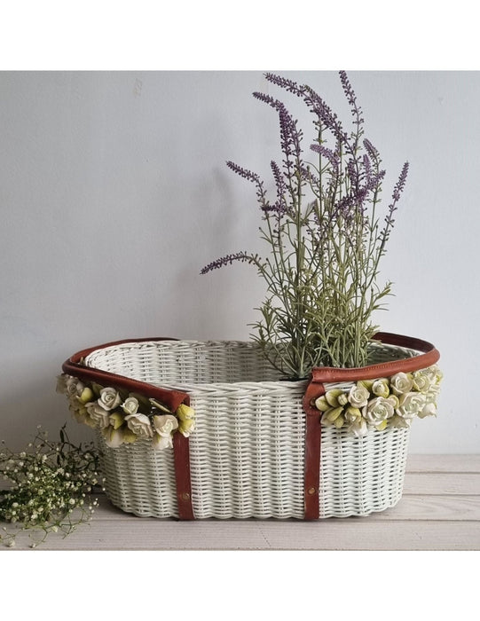 Wreath-Leathered Planter Basket