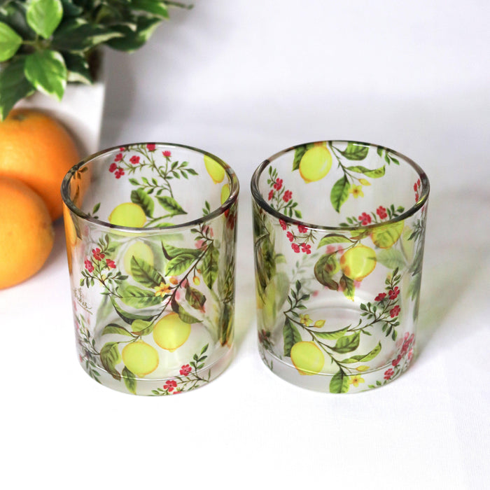 Zesty Lemon Beverage Glasses (Set of 2 and 4) - Strokes by Namrata Mehta