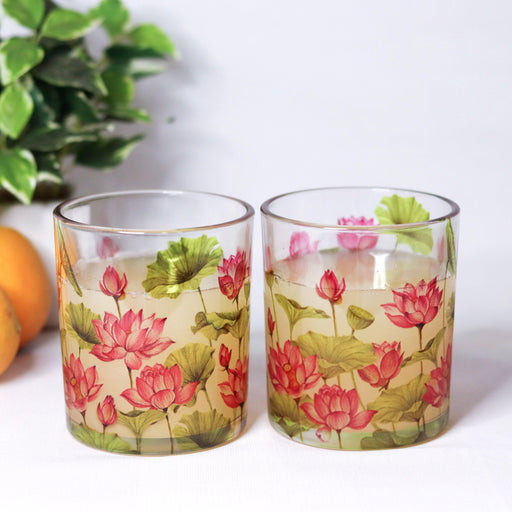 Lotus Field Beverage Glasses (Set of 2 and 4) - Strokes by Namrata Mehta