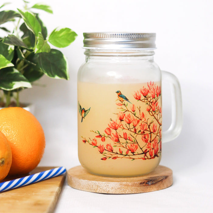 Pink Magnolias Mason Jar - Strokes by Namrata Mehta