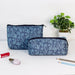 Navy Blue Floral Cosmetic Pouches - Set of 2 - Strokes by Namrata Mehta