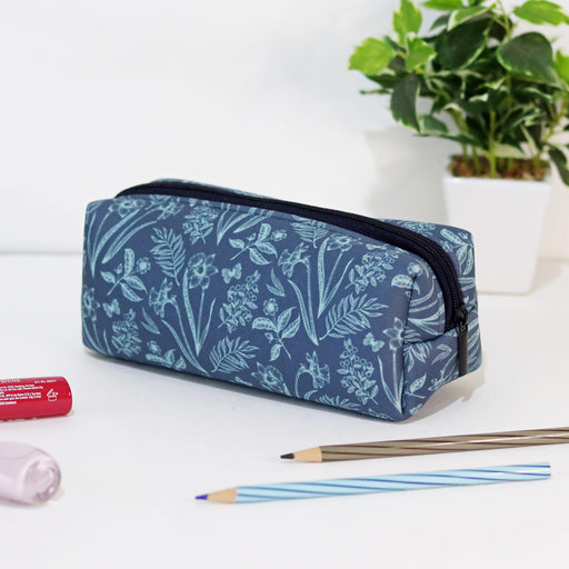 Navy Blue Floral Cosmetic Pouches - Set of 2 - Strokes by Namrata Mehta