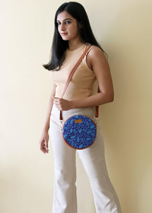 Midnight Forest Blue Orbit Sling Bag - Strokes by Namrata Mehta