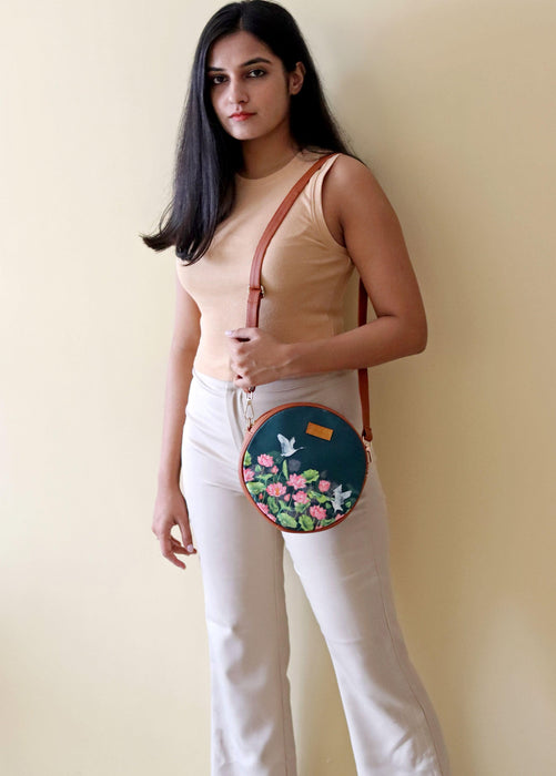 Lotus Field Orbit Sling Bag - Strokes by Namrata Mehta