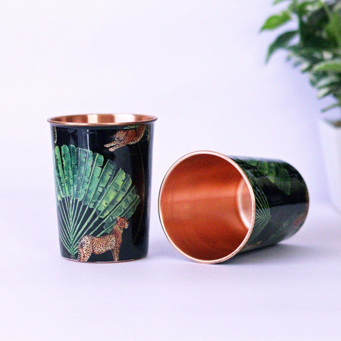 The Leopard Print Copper Bottle and Tumbler Set - Strokes by Namrata Mehta