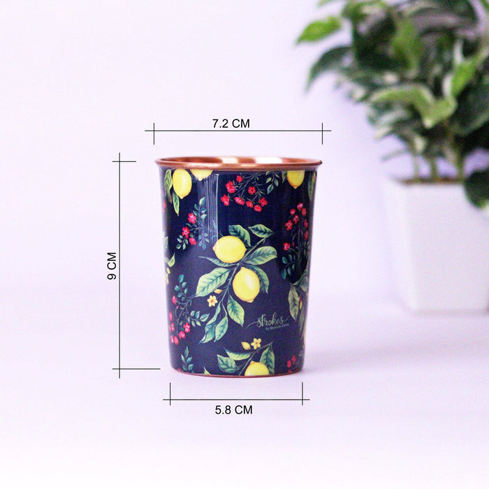Zesty Lemon Copper Tumblers - Set of 2 - Strokes by Namrata Mehta