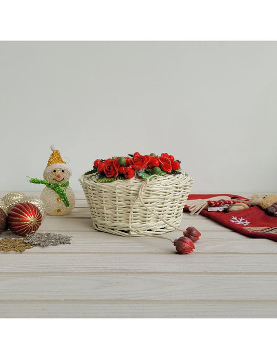 Ivory Rose Cane Basket