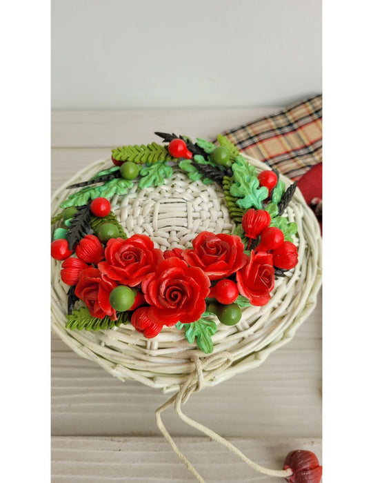 Ivory Rose Cane Basket