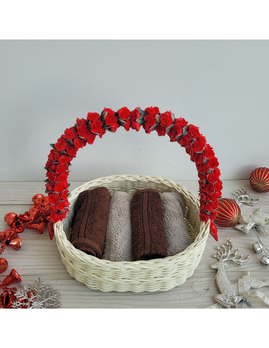 Oval Basket With Red Marble