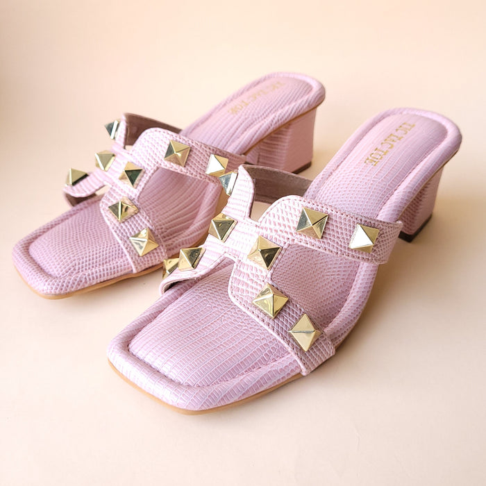 Nude Pink Studs Slip On Blocks