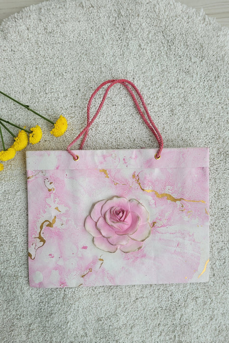 Decorative Paper Bag Set: Cerulean Peacock Taffy Rose And Florals Combo