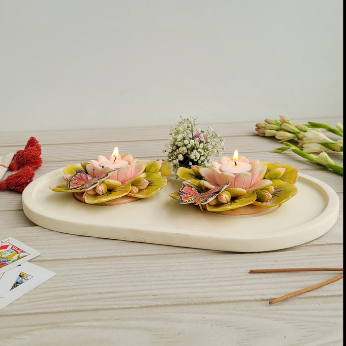 Duo Lotus Candle Platter (Blush)