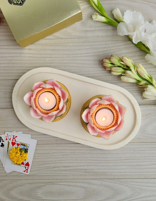 Duo Water Lily Candle Platter (Blush)