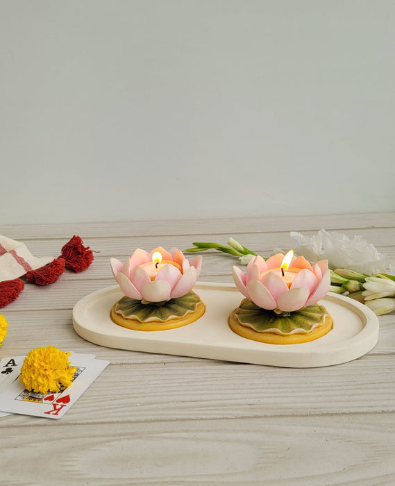 Duo Water Lily Candle Platter (Blush)