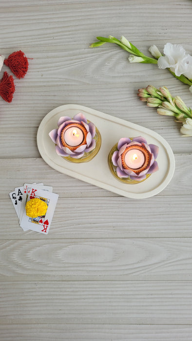 Duo Water Lily Candle Platter (Mauve)