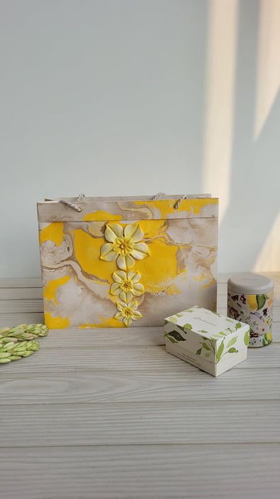 Decorative Paper Bag Set: Cerulean Peacock Taffy Rose And Florals Combo