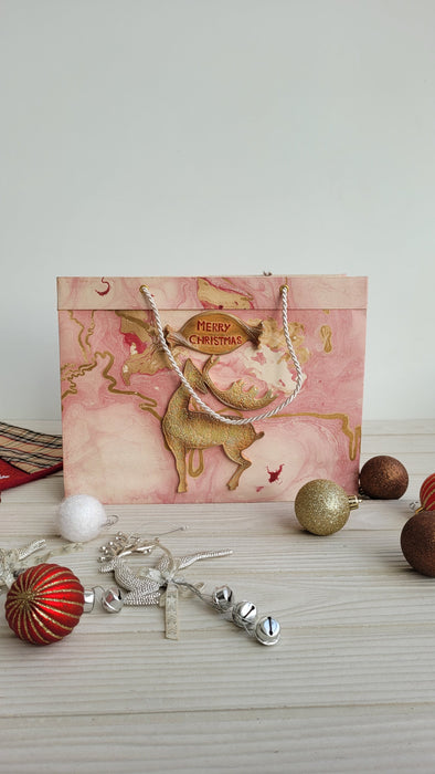 Reindeer Pink Paper Bag