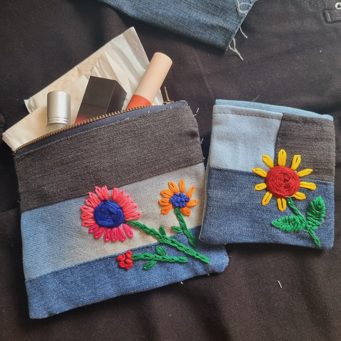 Upcycled Denim Pocket and Tote Combo (set of 2)