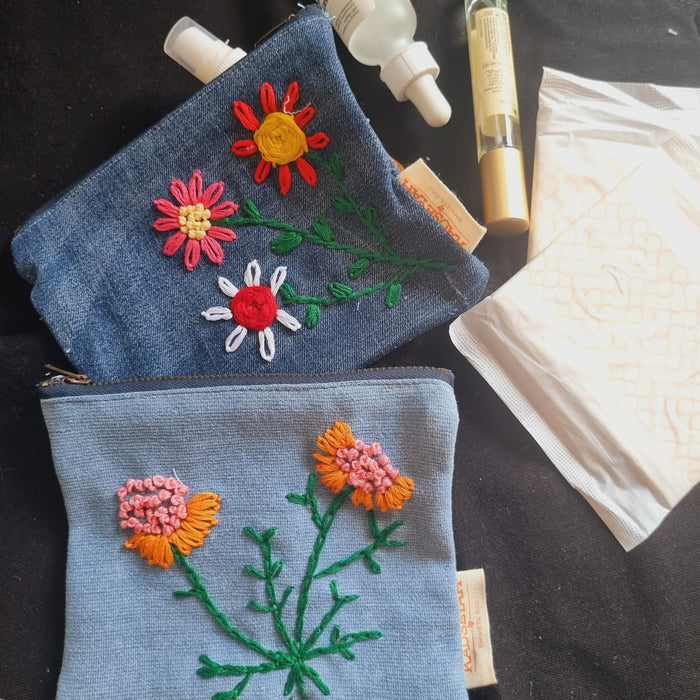 Upcycled Denim Pockets Combo | Set of 2 | Hand Embroidered