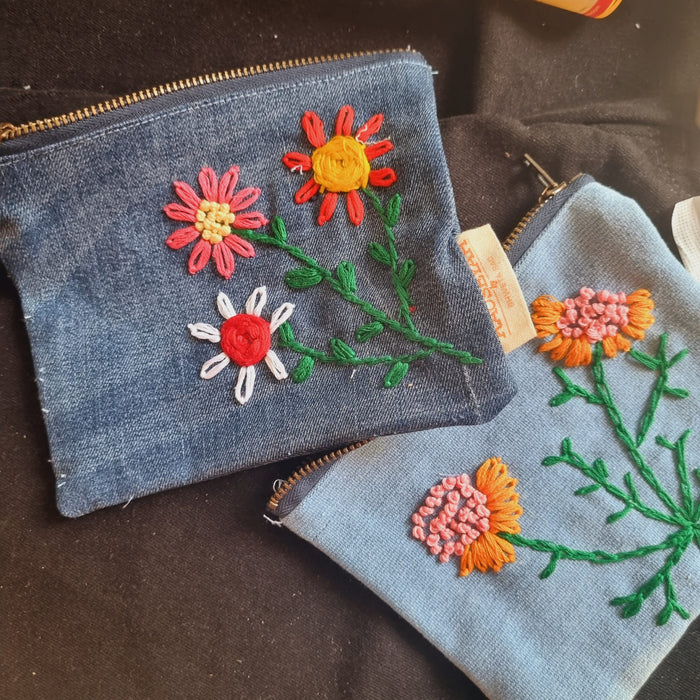 Upcycled Denim Pockets Combo | Set of 2 | Hand Embroidered