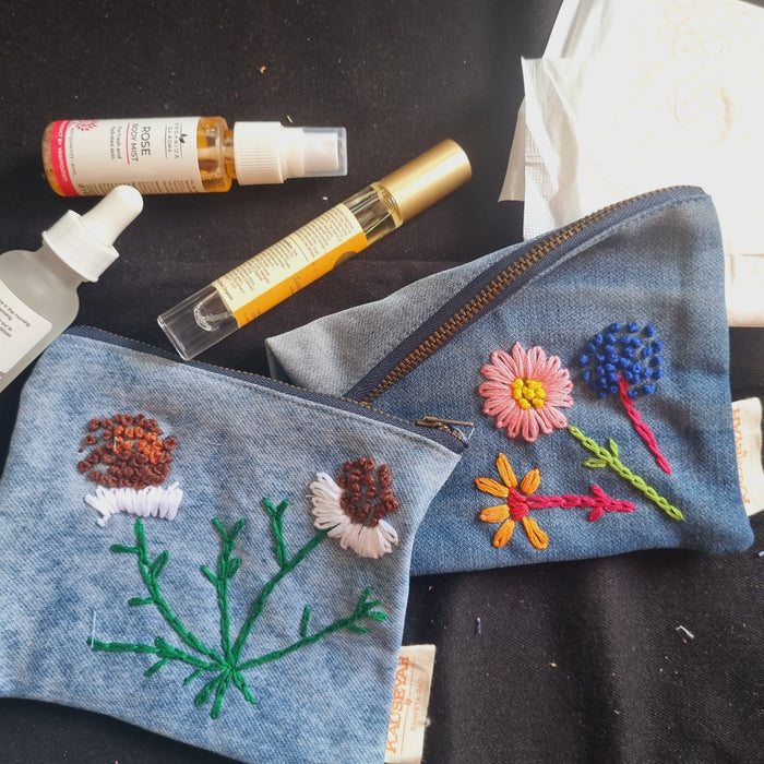 Upcycled Denim Pockets Combo | Set of 2 | Hand Embroidered