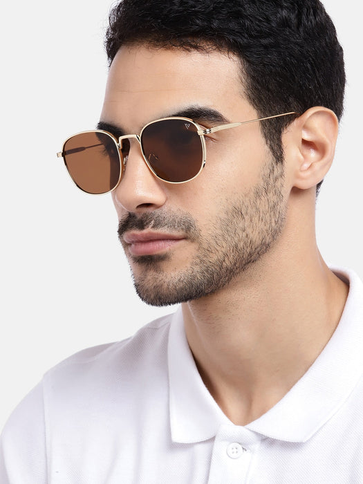 Voyage Brown-Gold Round Sunglasses - MG2974