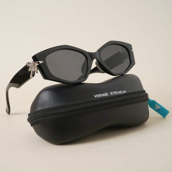 Voyage Black Oval Sunglasses for Women - MG3987