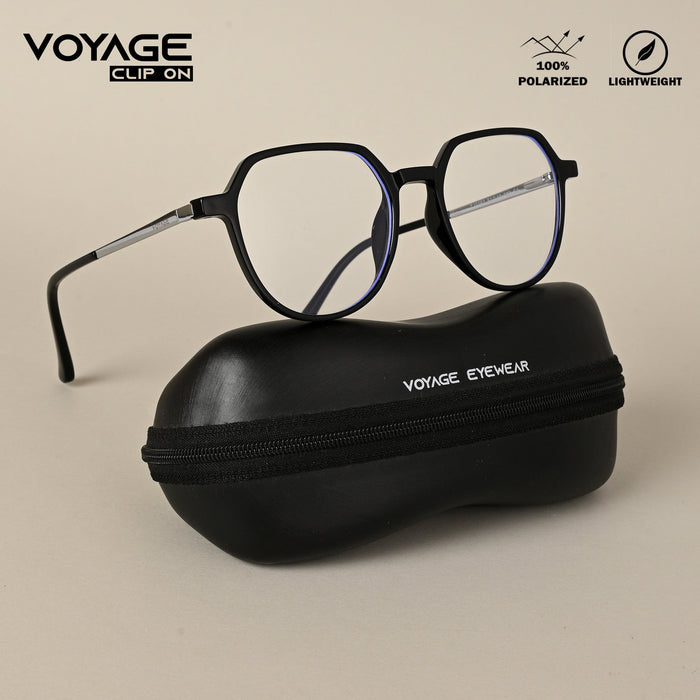 Voyage Black Wayfarer Clip-On Polarized Sunglasses for Men & Women - PMG4659