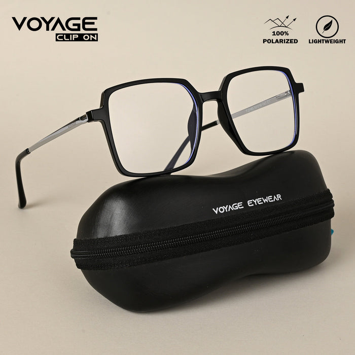 Voyage Black Wayfarer Clip-On Polarized Sunglasses for Men & Women - PMG4661