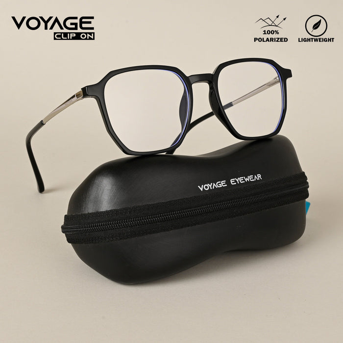 Voyage Black Wayfarer Clip-On Polarized Sunglasses for Men & Women - PMG4663