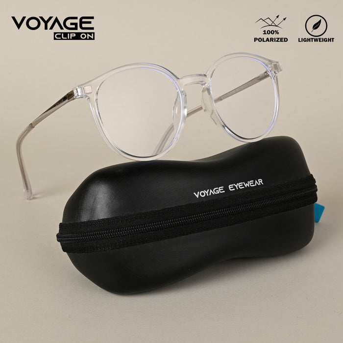 Voyage Transparent Round Clip-On Polarized Sunglasses for Men & Women - PMG4668