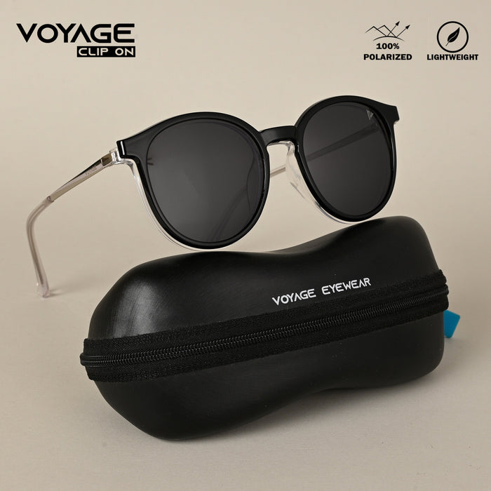 Voyage Transparent Round Clip-On Polarized Sunglasses for Men & Women - PMG4668