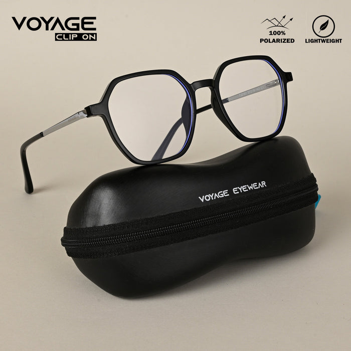 Voyage Black Wayfarer Clip-On Polarized Sunglasses for Men & Women - PMG4669