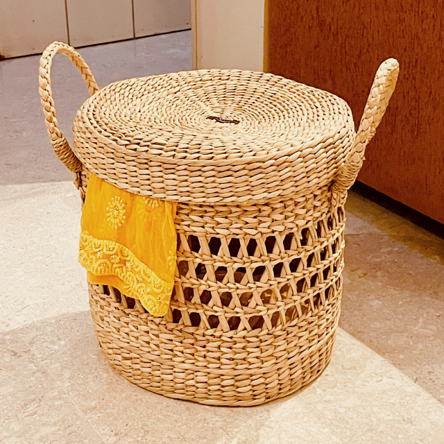 Kauna Straw Sheer Style Laundry Hamper - Small & Medium | Country-Style Storage | Baby Hampers