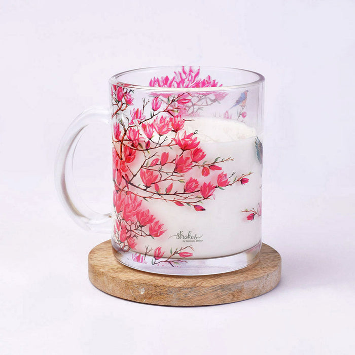 Pink Magnolias Glass Mug