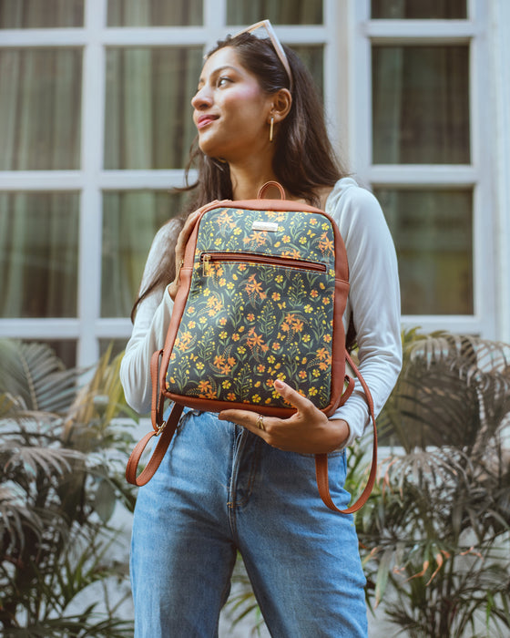 Grey Summer Blossoms Compact Backpack