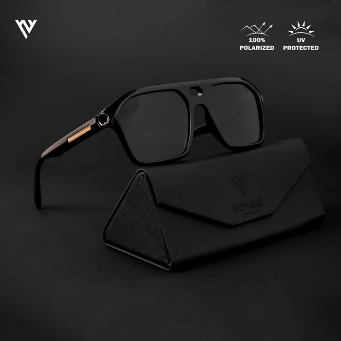 Voyage Exclusive Shine Black Polarized Wayfarer Sunglasses for Men & Women - PMG4346