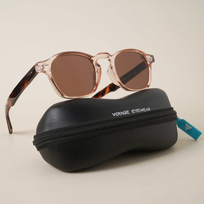 Voyage Brown Round Sunglasses for Men & Women - MG3961